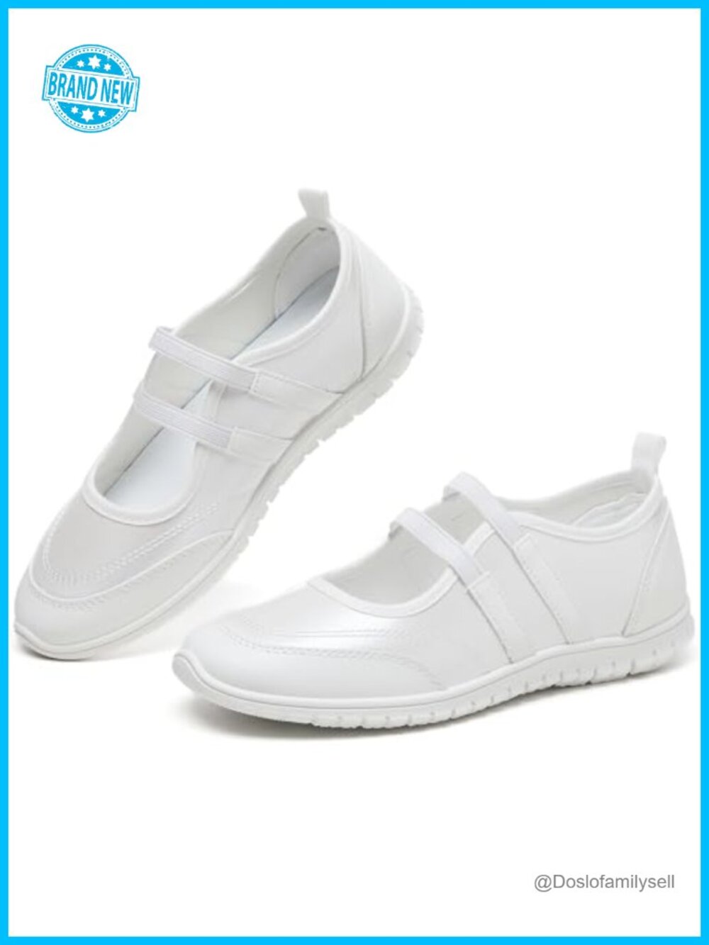 Mary Jane Sneakers Slip On Faux Leather Water Resistant Walking Shoes